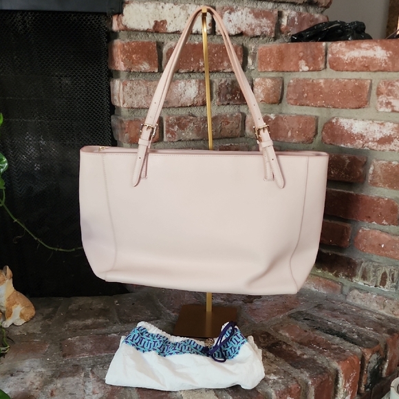 Tory Burch Blush Saffiano Leather Tote Bag Dust Bag Included - Picture 4 of 15